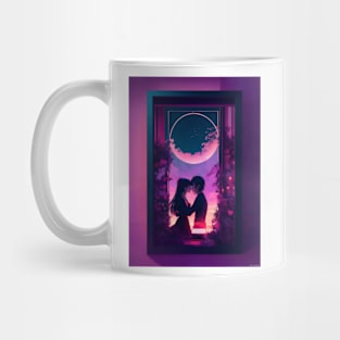 Valentine's day anime couple in moon Mug